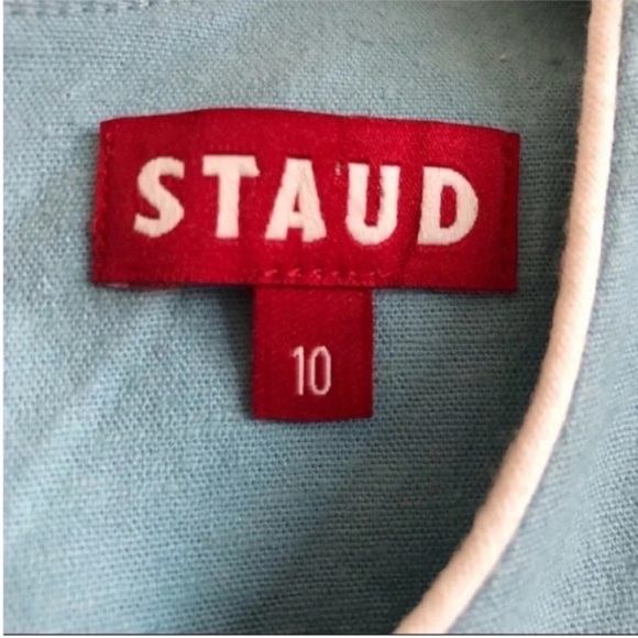 Staud Allison Linen Mini Dress Light Blue NWT - Picture 7 of 11